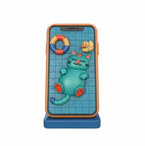 Lazy Cat on Smartphone Stand - 3D Print Model