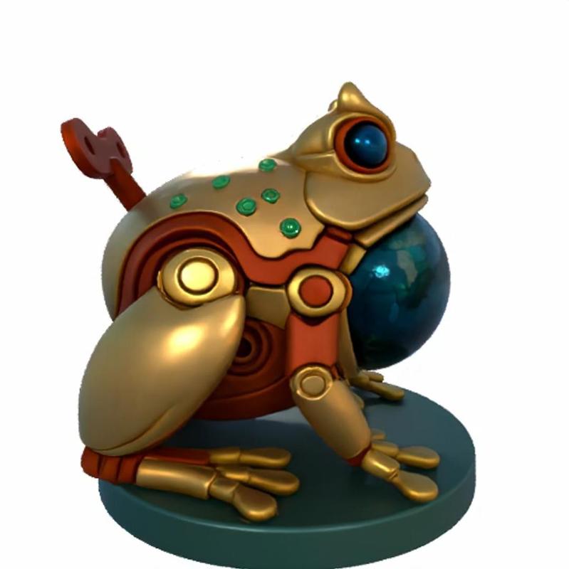 Oracle Toad - 3D Printable Crystal-Bellied Mech Frog