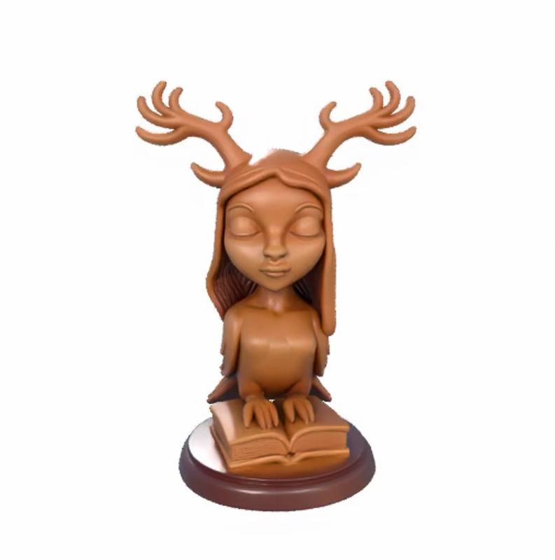 Forest Oracle - 3D Printable Antlered Spirit with Book