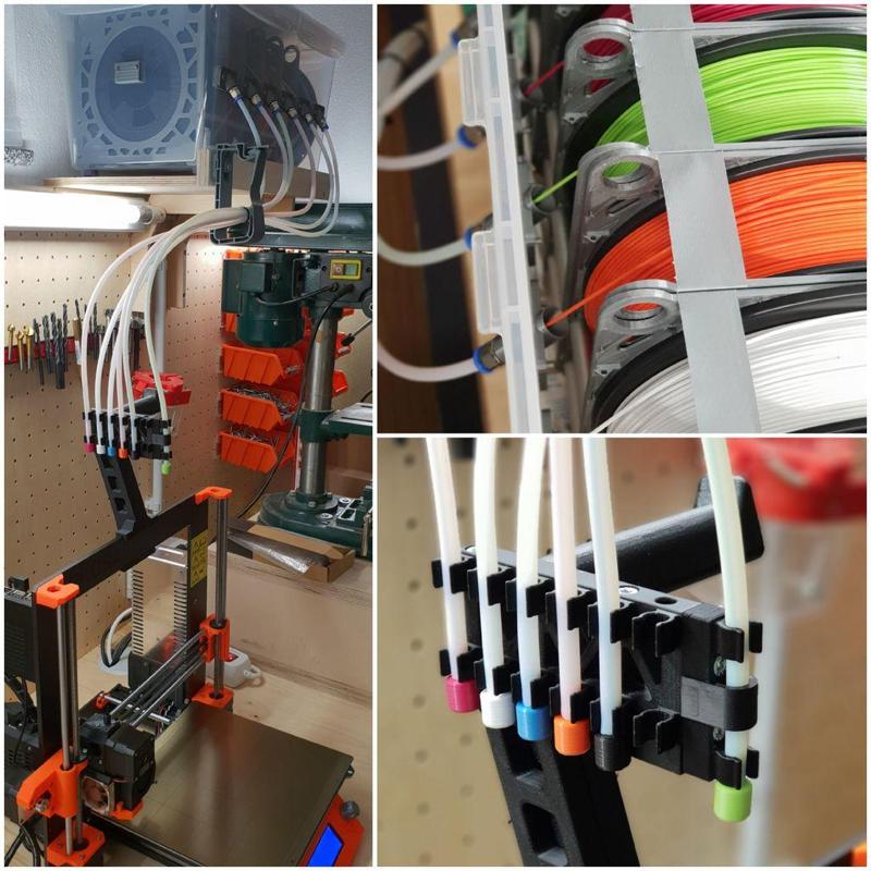 6 Spool Filament Dry Box Storage System with Bowden Tubes