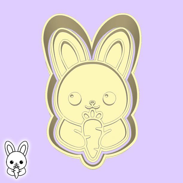 Easter (pascha) cookie cutters - easter bunny (with carrot) (style 14)