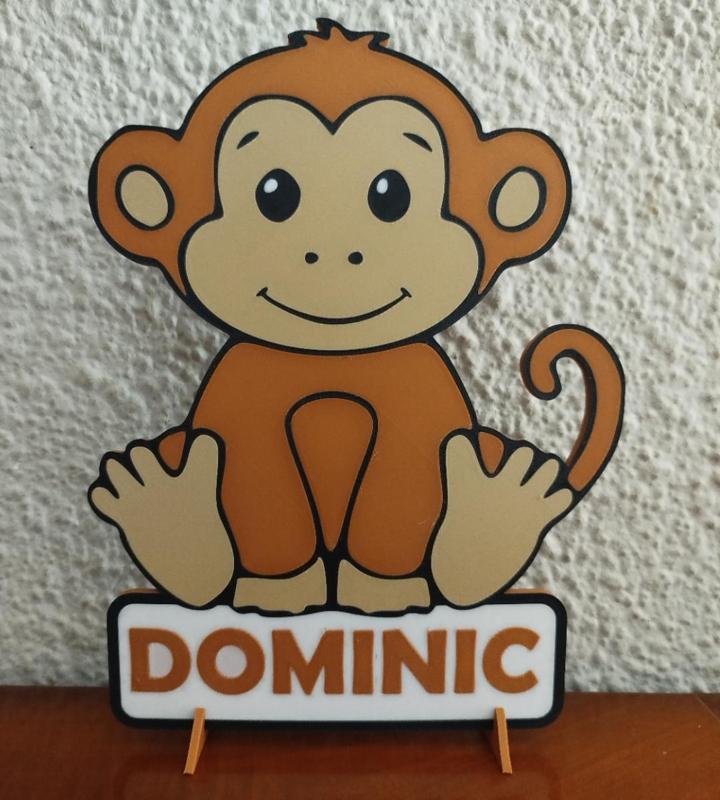 DECORATIVE MONKEY SIGN WITH BRACKETS (EDITABLE)