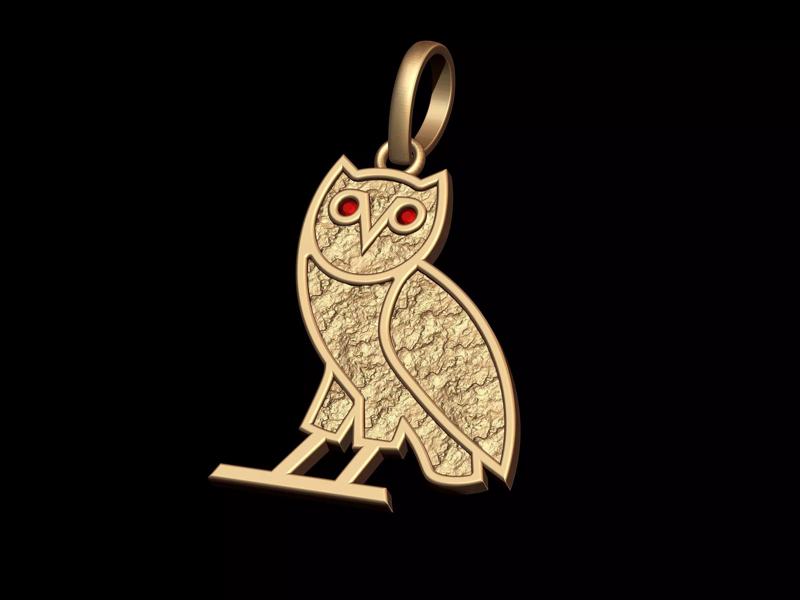 OVO OG Owl  Gold Nugget Pendant