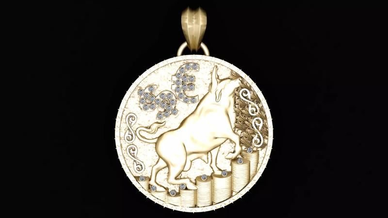 tauras coin pendant 3d printable model