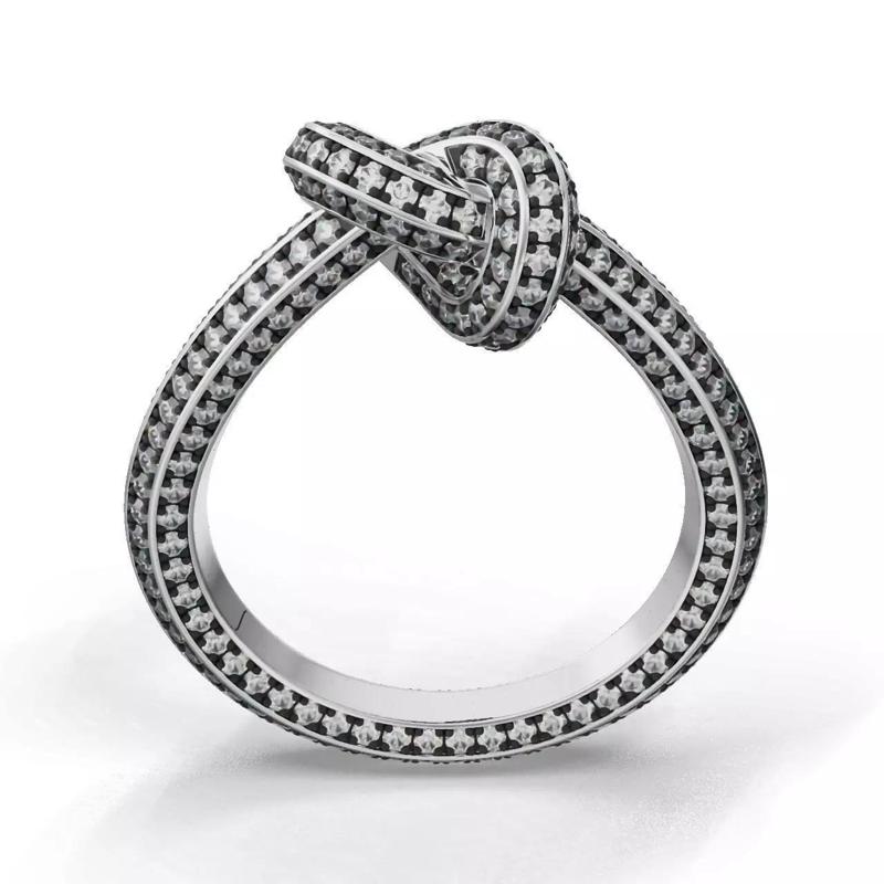 Women Ring Tied in a Knot With Round Stones