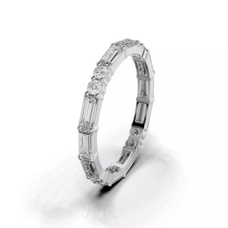 Women ring with round and baguette stones 04