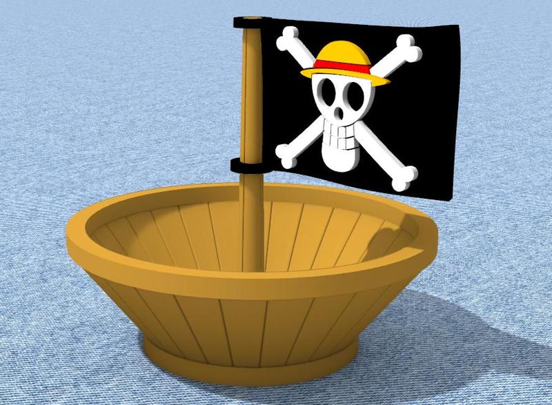 **ONE PIECE LUFFY CREW FLAG WITH SHIP'S MAST AND NEST**.