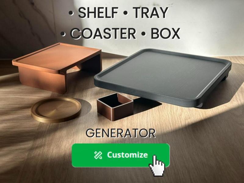 Parametric Shelf, Tray, Box & Coaster Generator