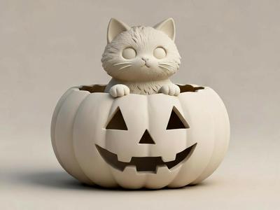 Cat in Pumpkin Halloween