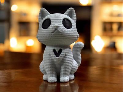 Knitted Heart Cat 