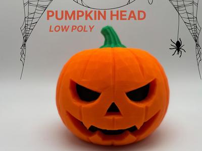 Pumpkin Head Low Poly - Carved Pumpkin