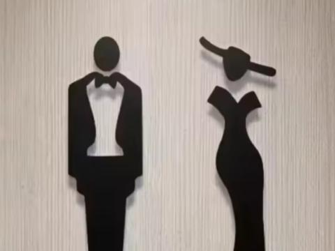 Elegant bathroom sign: modern WC logo 
