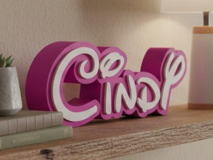 name tag lettering Cindy