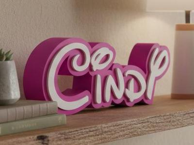 name tag lettering Cindy