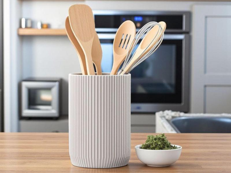 Modern ribbed kitchen utensil holder