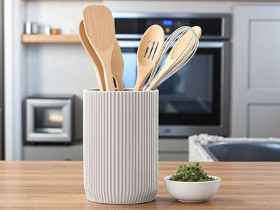 Modern ribbed kitchen utensil holder