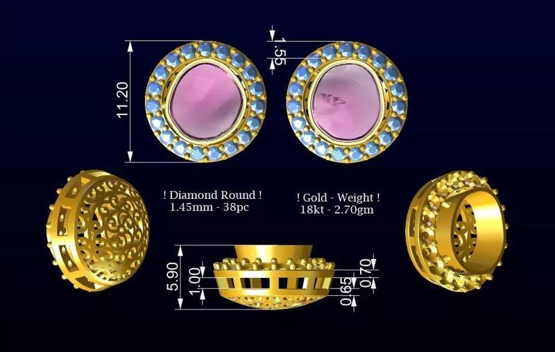 Polki Diamond Earring - Gold Cluster Tops No4