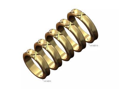 X engraving concave fashion band US sizes 6to10