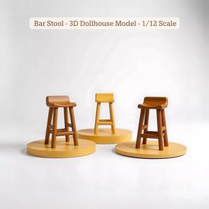 Bar Stool STL File - 3D Miniature Furniture Model