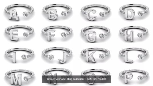 Alphabet Jewelry Rings 3D Model Collection