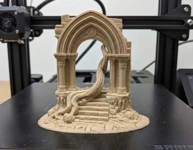 Mythic Stone Gate with Organic Roots – 3D Printable Diorama