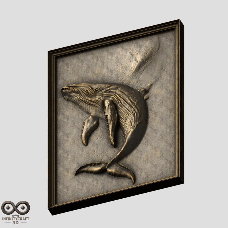 Majestic Whale Relief – Ocean Wall Art for CNC & 3D Print
