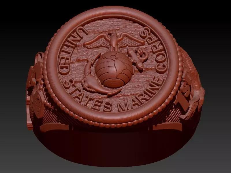 UNITED STATES MARINE CORPS MENS SIGNET FASHION RING JEWELRY