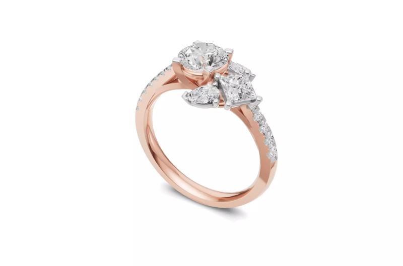 Unique Multi-Shaped Diamond Engagement Ring