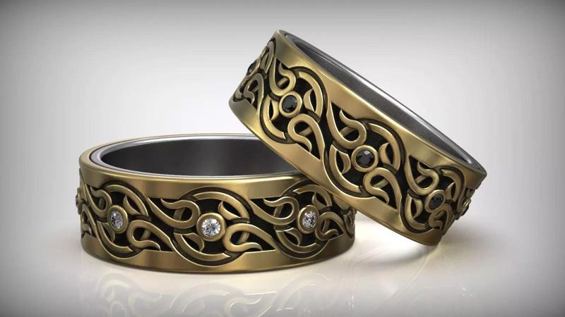 Viking Pattern Wedding Diamons Ring