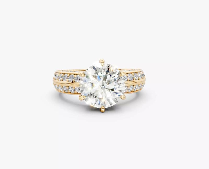 N R016   Elegance crown 6 prongs diamond round ring