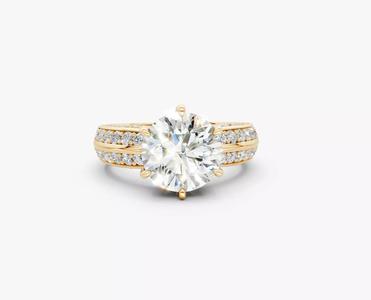 N R016   Elegance crown 6 prongs diamond round ring