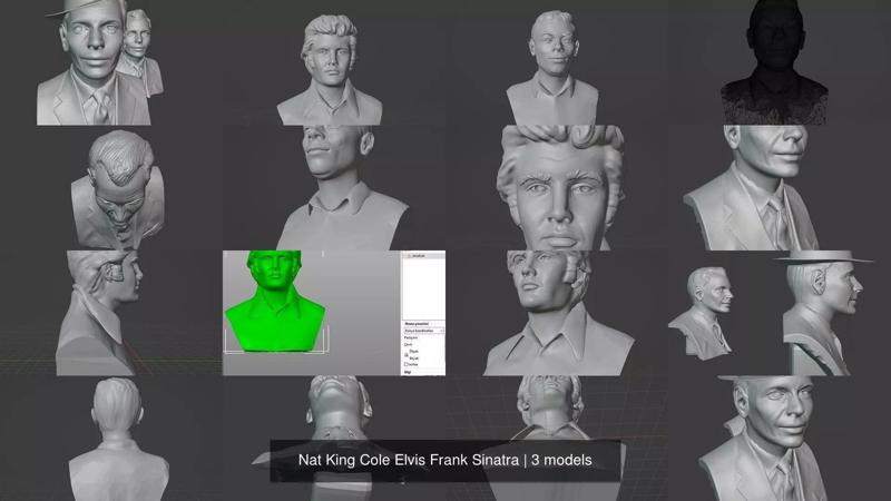 Nat King Cole Elvis Frank Sinatra 3D Model Collection