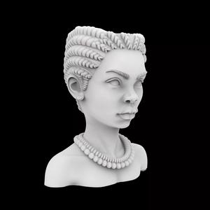 African Girl with Braids Flower Pot 3D Print Model