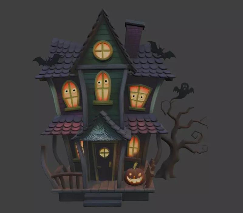 Halloween Mansion 3D Model for 3D Print