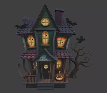 Halloween Mansion 3D Model for 3D Print