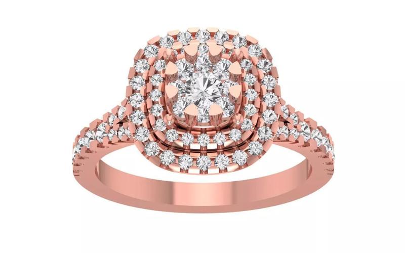 Women Wedding Engagement Double Halo Bridal Ring