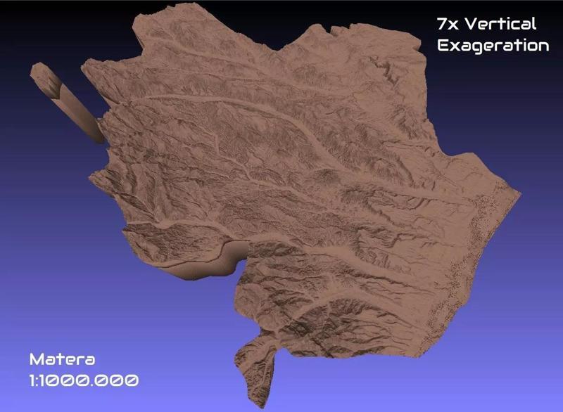 Italy 3D Map of Matera Provice 1 to 1000000