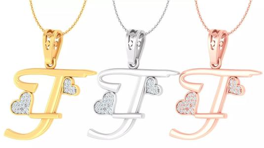 Alphabet - F Diamond Charms Pendant 3dm stl render Detail