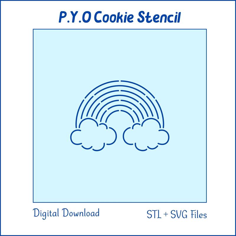 Rainbow PYO Cookie Stencil File – Paint your own Stencil Digital download. STL 3D Print file, SVG Cutting file. P05