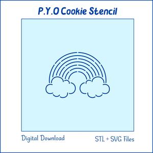 Rainbow PYO Cookie Stencil File – Paint your own Stencil Digital download. STL 3D Print file, SVG Cutting file. P05
