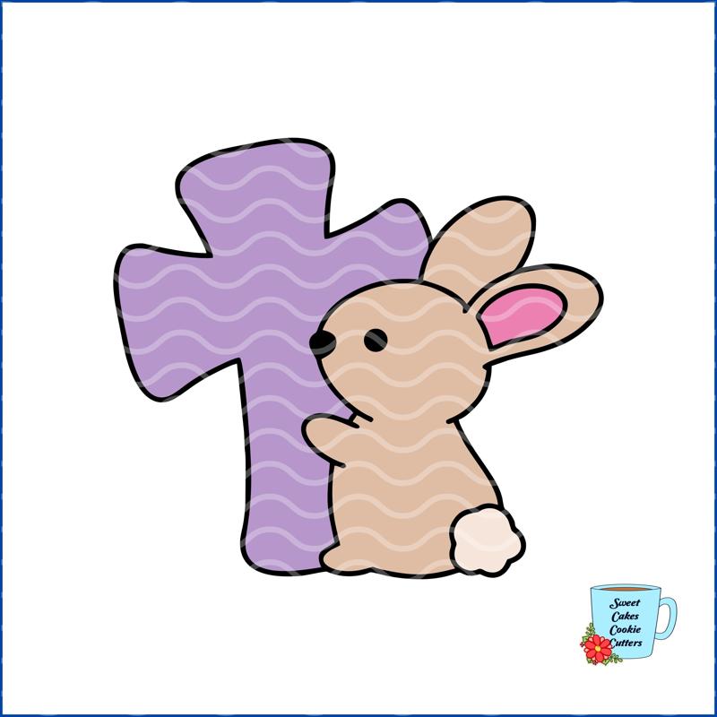 Bunny Holding a Cross Cookie Cutter - Easter - Animal - 8 STL Cookie cutter files