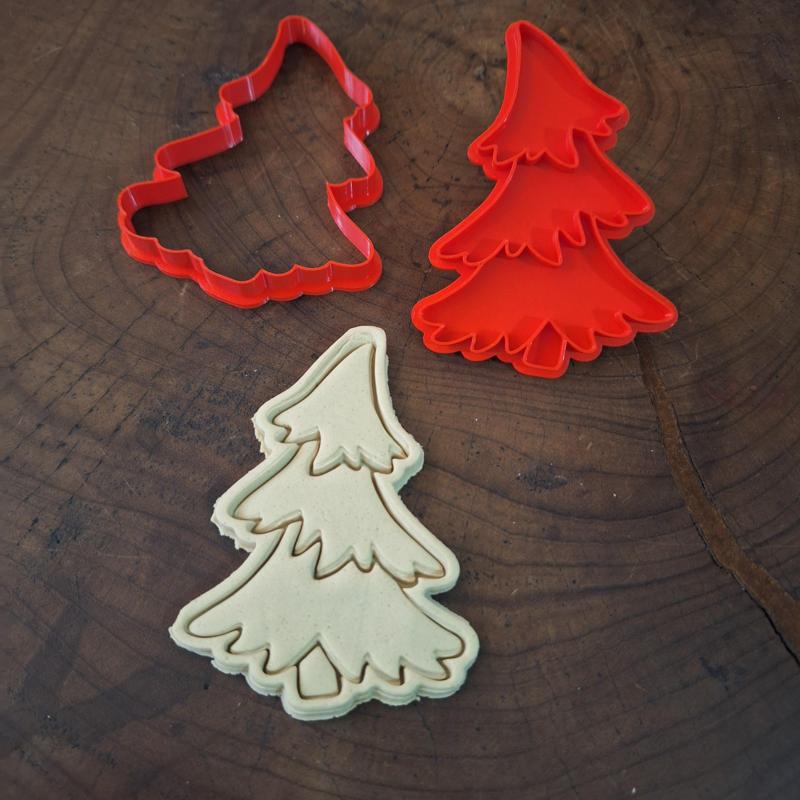 🎄 Christmas Tree Cookie Cutter + Stamp STL with Handle - pine