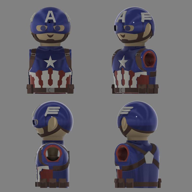 Captain America head and bust compatible playmobil + his shields