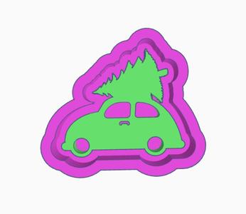 Vintage Christmas Car with Tree STL File | Festive Mold Master for Resin | Clay | Jesmonite | Silicone Mold Making | 3D Printing | Holiday Ornament