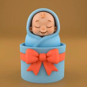 Sweet Baby Boy in Gift Box STL Newborn Gift 3D Print File