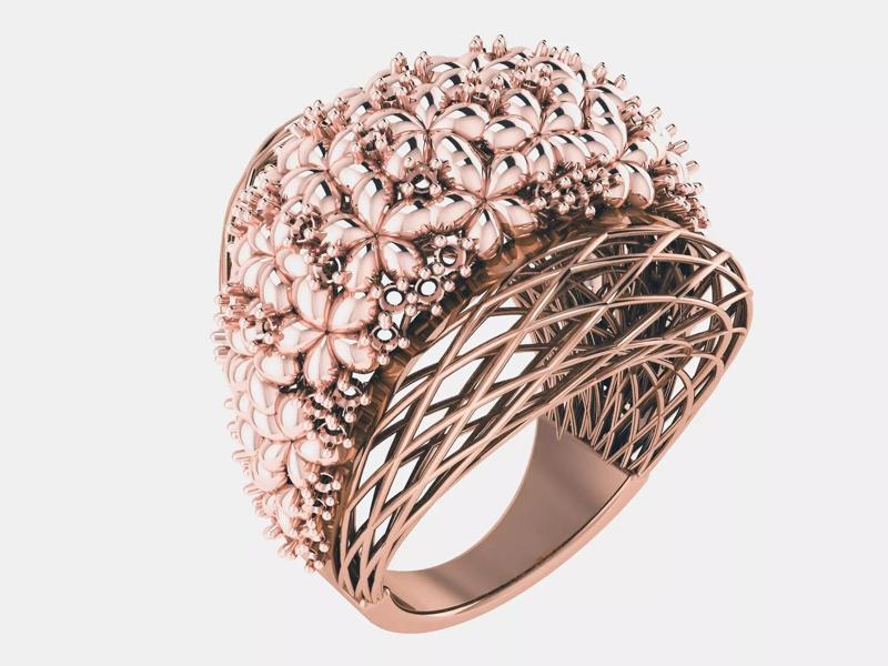 Flower Bookey Wire Mesh Plain gold ring