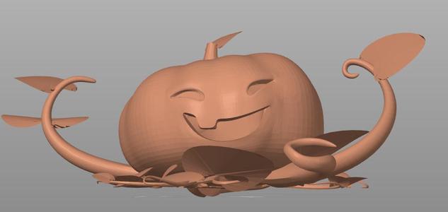 Smiling Monster Pumpkin Plant - Halloween Decor 3D Print STL