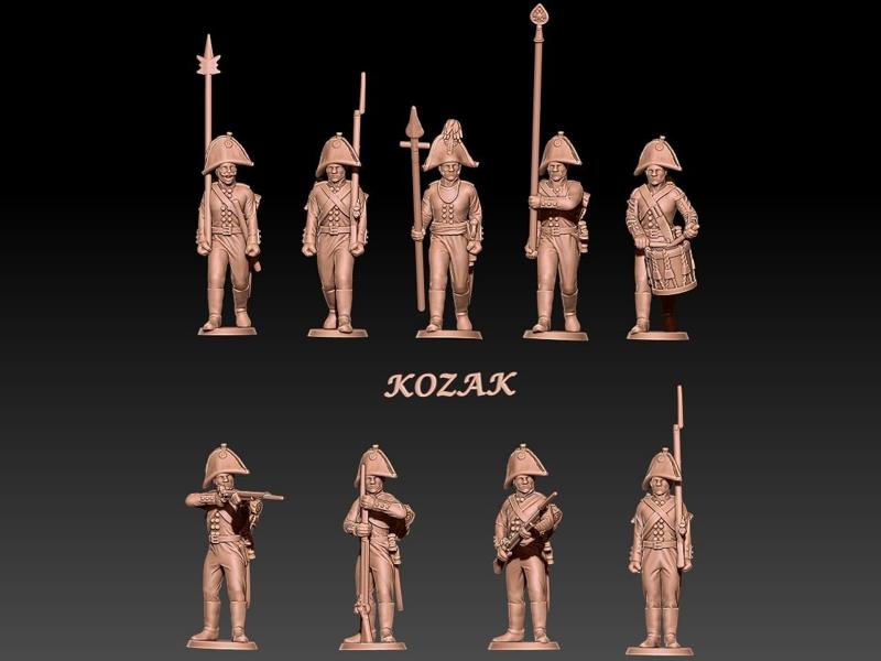 Napoleonic russian musketeers in bicorne 1801 set 2