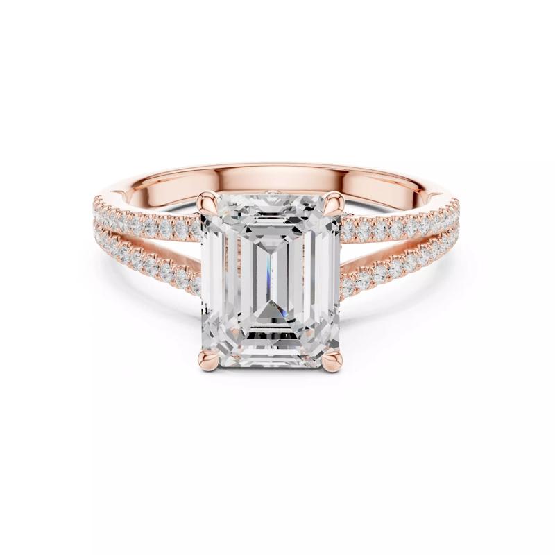 Split Shank Emerald Cut Chevron Hidden Halo  Ring 3DM STL Video