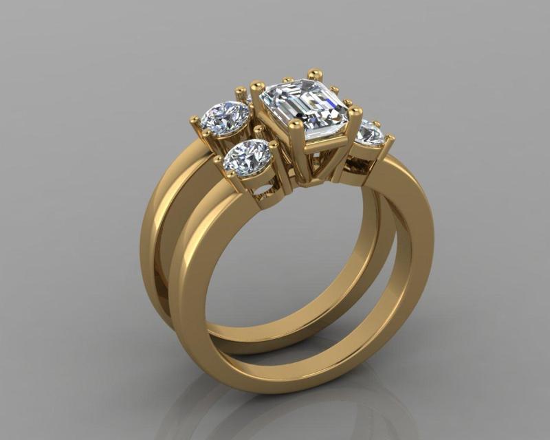 Bridal Set Woman Engagement Ring Round